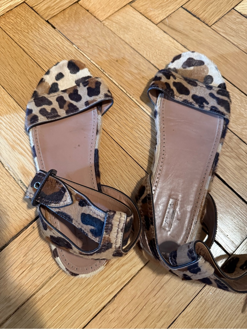 AlaiaLeopard Print Open-Toe Ankle Strap Women's Sandals